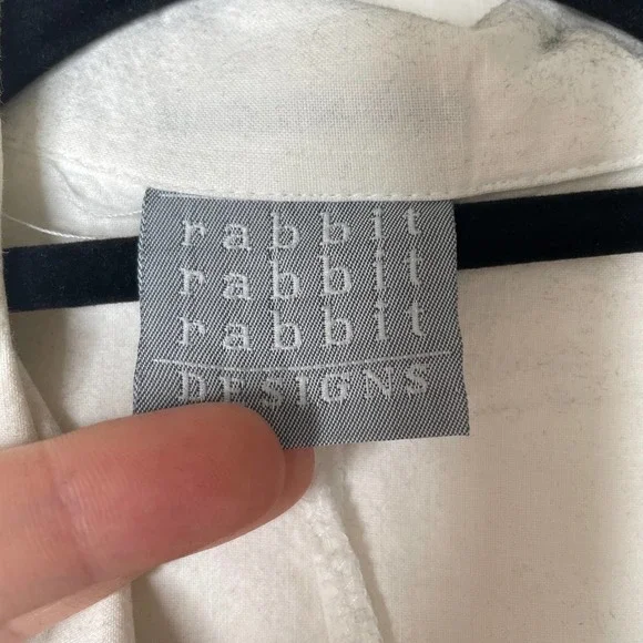 Vintage 90s Rabbit Designs White Tortoiseshell Button Front Midi Shirt Dress 6 - Picture 2 of 16